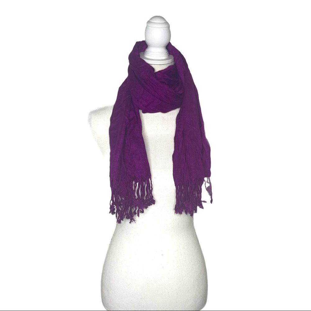APT 9 Eggplant Scarf/Wrap with Fringes